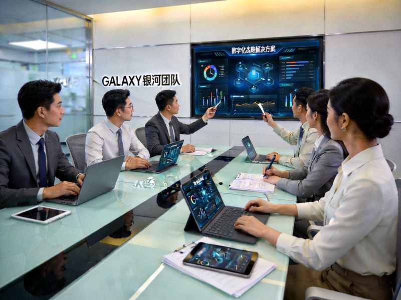 GALAXY银河团队在现代化会议室中讨论数字化战略解决方案