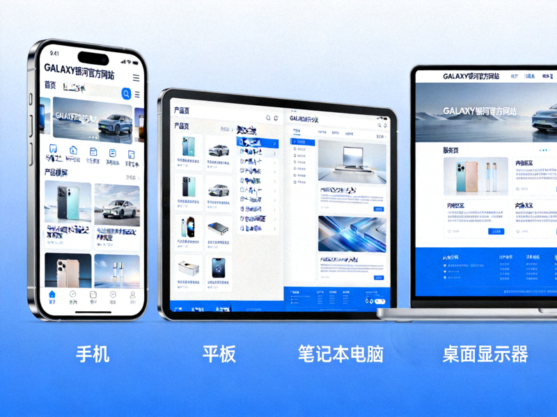 展示GALAXY银河官方网站响应式设计在不同设备上的显示效果